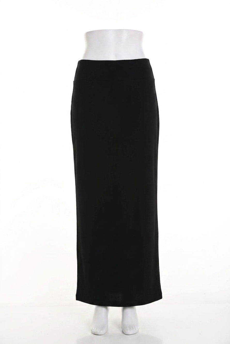 NEW FRANK LYMAN high waist pull on pencil maxi skirt in black